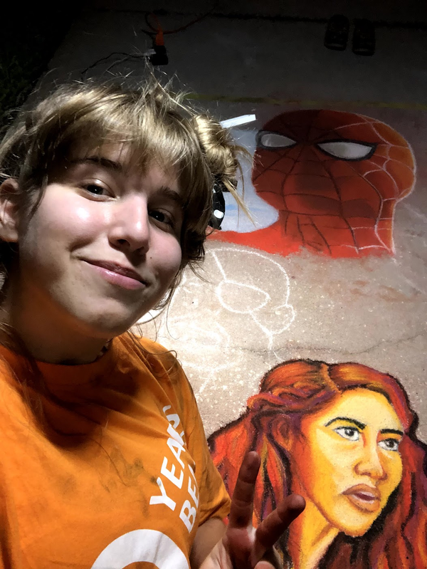 Dani doing chalk art