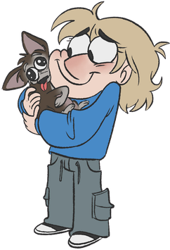 Illustration of Dani holding her little dog